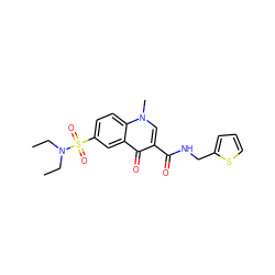 CCN(CC)S(=O)(=O)c1ccc2c(c1)c(=O)c(C(=O)NCc1cccs1)cn2C ZINC000008828481