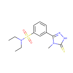 CCN(CC)S(=O)(=O)c1cccc(-c2n[nH]c(=S)n2C)c1 ZINC000006173357