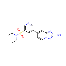 CCN(CC)S(=O)(=O)c1cncc(-c2ccn3nc(N)nc3c2)c1 ZINC000095562936