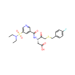 CCN(CC)S(=O)(=O)c1cncc(C(=O)N[C@@H](CC(=O)O)C(=O)CSCc2ccc(F)cc2)c1 ZINC000003936287