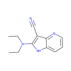 CCN(CC)c1[nH]c2cccnc2c1C#N ZINC000013490310