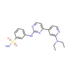 CCN(CC)c1cc(-c2ccnc(Nc3cccc(S(N)(=O)=O)c3)n2)ccn1 ZINC000095572583