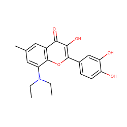 CCN(CC)c1cc(C)cc2c(=O)c(O)c(-c3ccc(O)c(O)c3)oc12 ZINC000028822428