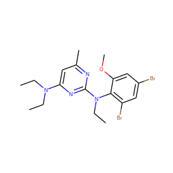 CCN(CC)c1cc(C)nc(N(CC)c2c(Br)cc(Br)cc2OC)n1 ZINC000013794503