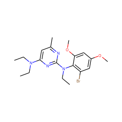 CCN(CC)c1cc(C)nc(N(CC)c2c(Br)cc(OC)cc2OC)n1 ZINC000013794514