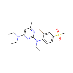 CCN(CC)c1cc(C)nc(N(CC)c2ccc(S(C)(=O)=O)cc2Br)n1 ZINC000013794492