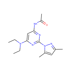 CCN(CC)c1cc(NC(C)=O)nc(-n2nc(C)cc2C)n1 ZINC000040833602