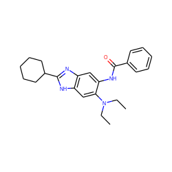 CCN(CC)c1cc2[nH]c(C3CCCCC3)nc2cc1NC(=O)c1ccccc1 ZINC000066112747