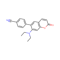 CCN(CC)c1cc2oc(=O)ccc2cc1-c1ccc(C#N)cc1 ZINC000072127512