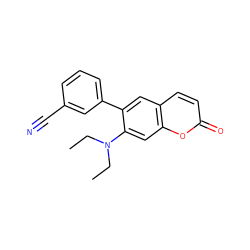 CCN(CC)c1cc2oc(=O)ccc2cc1-c1cccc(C#N)c1 ZINC000072127818