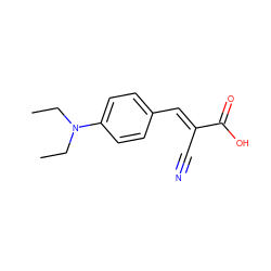 CCN(CC)c1ccc(/C=C(\C#N)C(=O)O)cc1 ZINC000007155411