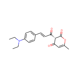 CCN(CC)c1ccc(/C=C/C(=O)[C@H]2C(=O)C=C(C)OC2=O)cc1 ZINC000003581840