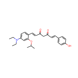 CCN(CC)c1ccc(/C=C/C(=O)CC(=O)/C=C/c2ccc(O)cc2)c(OC(C)C)c1 ZINC000140723830