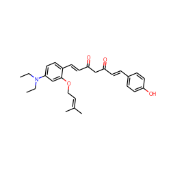 CCN(CC)c1ccc(/C=C/C(=O)CC(=O)/C=C/c2ccc(O)cc2)c(OCC=C(C)C)c1 ZINC000139980467