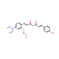 CCN(CC)c1ccc(/C=C/C(=O)CC(=O)/C=C/c2ccc(O)cc2)c(OCOC)c1 ZINC000168503713