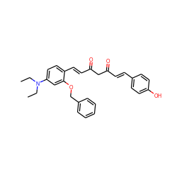 CCN(CC)c1ccc(/C=C/C(=O)CC(=O)/C=C/c2ccc(O)cc2)c(OCc2ccccc2)c1 ZINC000168224226