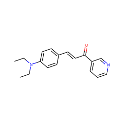 CCN(CC)c1ccc(/C=C/C(=O)c2cccnc2)cc1 ZINC000005603500