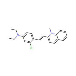 CCN(CC)c1ccc(/C=C/c2ccc3ccccc3[n+]2C)c(Cl)c1 ZINC001772589291