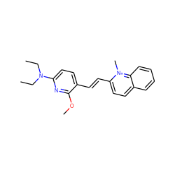 CCN(CC)c1ccc(/C=C/c2ccc3ccccc3[n+]2C)c(OC)n1 ZINC001772573785