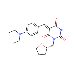 CCN(CC)c1ccc(/C=C2/C(=O)NC(=O)N(C[C@@H]3CCCO3)C2=O)cc1 ZINC000013124873