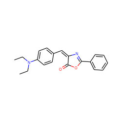 CCN(CC)c1ccc(/C=C2/N=C(c3ccccc3)OC2=O)cc1 ZINC000000096779