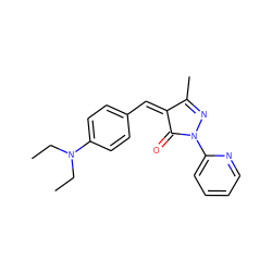 CCN(CC)c1ccc(/C=C2\C(=O)N(c3ccccn3)N=C2C)cc1 ZINC000073222283