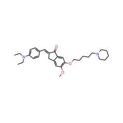 CCN(CC)c1ccc(/C=C2\Cc3cc(OC)c(OCCCCCN4CCCCC4)cc3C2=O)cc1 ZINC000299821004