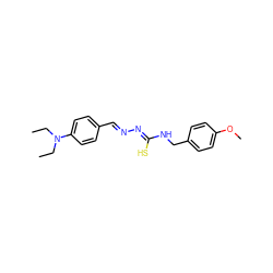 CCN(CC)c1ccc(/C=N/N=C(\S)NCc2ccc(OC)cc2)cc1 ZINC000008691969