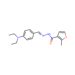 CCN(CC)c1ccc(/C=N/NC(=O)c2ccoc2C)cc1 ZINC000000251136