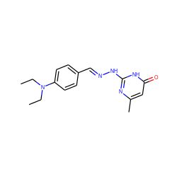 CCN(CC)c1ccc(/C=N/Nc2nc(C)cc(=O)[nH]2)cc1 ZINC000017991647