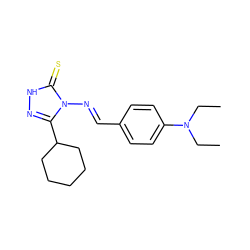 CCN(CC)c1ccc(/C=N/n2c(C3CCCCC3)n[nH]c2=S)cc1 ZINC000002339808