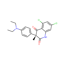 CCN(CC)c1ccc([C@@]2(C)C(=O)Nc3cc(Cl)cc(Cl)c3C2=O)cc1 ZINC000028978547