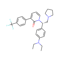 CCN(CC)c1ccc([C@@H](CN2CCCC2)n2cccc(-c3ccc(C(F)(F)F)cc3)c2=O)cc1 ZINC000013488443