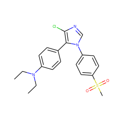 CCN(CC)c1ccc(-c2c(Cl)ncn2-c2ccc(S(C)(=O)=O)cc2)cc1 ZINC000000592942