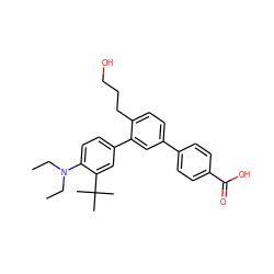 CCN(CC)c1ccc(-c2cc(-c3ccc(C(=O)O)cc3)ccc2CCCO)cc1C(C)(C)C ZINC000113700639