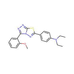 CCN(CC)c1ccc(-c2nn3c(-c4ccccc4OC)nnc3s2)cc1 ZINC000002358993