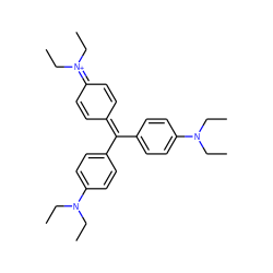 CCN(CC)c1ccc(C(=C2C=CC(=[N+](CC)CC)C=C2)c2ccc(N(CC)CC)cc2)cc1 ZINC000004272031