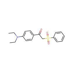 CCN(CC)c1ccc(C(=O)CS(=O)(=O)c2ccccc2)cc1 ZINC000028874658