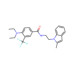 CCN(CC)c1ccc(C(=O)NCCn2c(C)cc3ccccc32)cc1C(F)(F)F ZINC000169351833