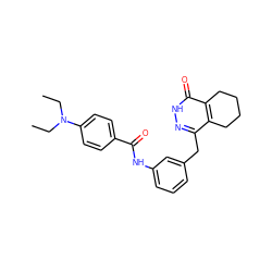 CCN(CC)c1ccc(C(=O)Nc2cccc(Cc3n[nH]c(=O)c4c3CCCC4)c2)cc1 ZINC000167198861