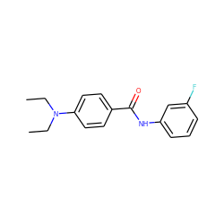 CCN(CC)c1ccc(C(=O)Nc2cccc(F)c2)cc1 ZINC000000060764