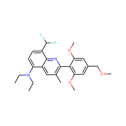 CCN(CC)c1ccc(C(F)F)c2nc(-c3c(OC)cc(COC)cc3OC)c(C)cc12 ZINC000095579557