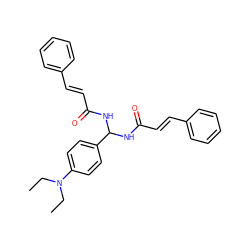 CCN(CC)c1ccc(C(NC(=O)/C=C/c2ccccc2)NC(=O)/C=C/c2ccccc2)cc1 ZINC000095578747