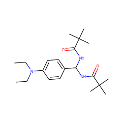 CCN(CC)c1ccc(C(NC(=O)C(C)(C)C)NC(=O)C(C)(C)C)cc1 ZINC000095574554