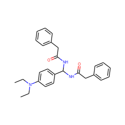 CCN(CC)c1ccc(C(NC(=O)Cc2ccccc2)NC(=O)Cc2ccccc2)cc1 ZINC000095576840