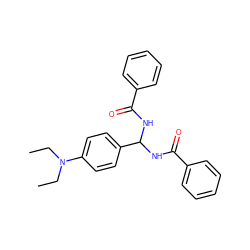 CCN(CC)c1ccc(C(NC(=O)c2ccccc2)NC(=O)c2ccccc2)cc1 ZINC000095571688