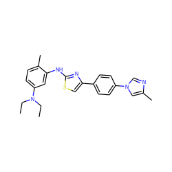 CCN(CC)c1ccc(C)c(Nc2nc(-c3ccc(-n4cnc(C)c4)cc3)cs2)c1 ZINC000006718184