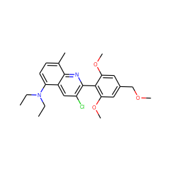 CCN(CC)c1ccc(C)c2nc(-c3c(OC)cc(COC)cc3OC)c(Cl)cc12 ZINC000084729966