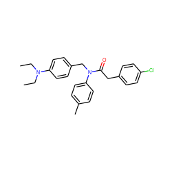 CCN(CC)c1ccc(CN(C(=O)Cc2ccc(Cl)cc2)c2ccc(C)cc2)cc1 ZINC000095583634