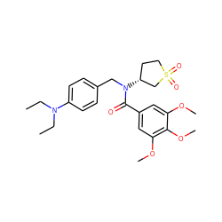 CCN(CC)c1ccc(CN(C(=O)c2cc(OC)c(OC)c(OC)c2)[C@@H]2CCS(=O)(=O)C2)cc1 ZINC000004301536